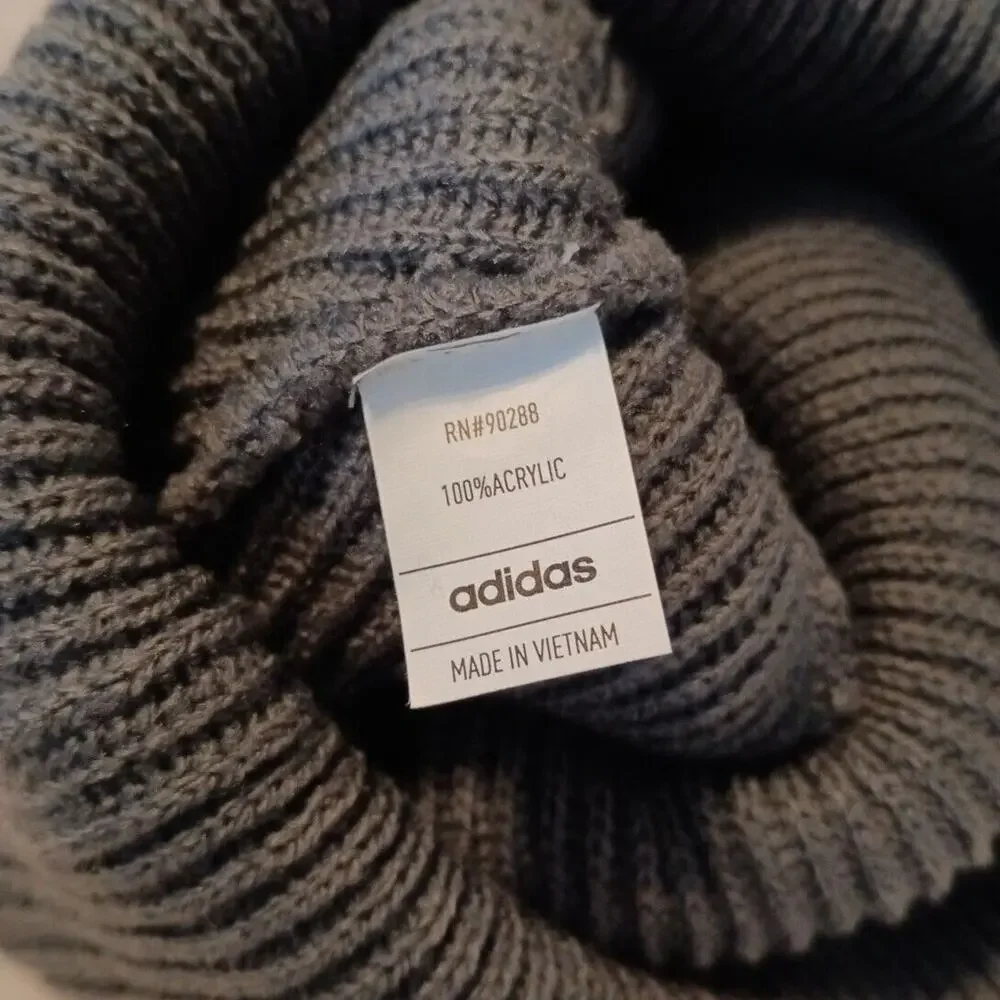 Adidas Beanie OSFA‎ Gray Ribbed-Knit with 3